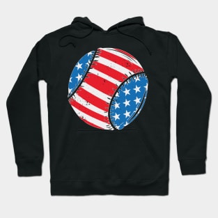 Baseball American Flag 4th Of July Hoodie